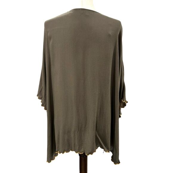 Umgee Olive Green Embroidered Open Front Jacket or Kimono Size 1XL EUC - Picture 5 of 5